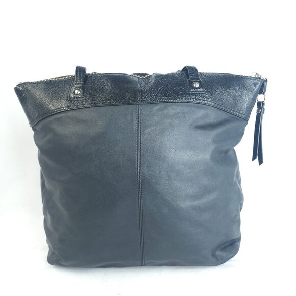 COACH Laura F18336 Large Logo Designer Black Leather Tote Shoulder Bag Purse - Picture 2 of 16